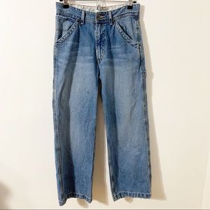 Vintage Levi’s High Waisted Wide Leg Carpenter Jeans Hammer Loop Tool Po…